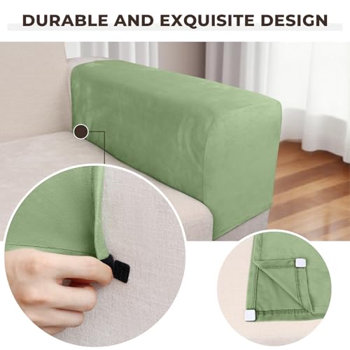Image of Couch Arm Covers 2 Pcs Sofa Armrest Covers Stretch Couch,Armrest Cover for Chairs Scratch-Resistant Sofa Arm Cover Armchair Slipcovers,Avocado Green