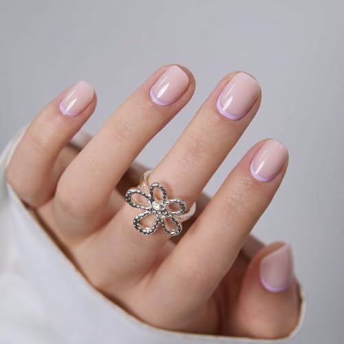 Image of CurvLife Extra Short Square Press On Nails, Nude Pink Tender Glow, Soft Gel