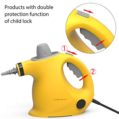 Comforday Steam Cleaner- Multi Purpose Cleaners Carpet High Pressure Chemical Free Steamer with 9-Piece Accessories, Perfect for Stain Removal, Curtains, Car Seats,Floor,Window Cleaning.