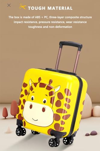 Image of Kids Carry On Luggage with Wheels, 18-inch Hard Shell Suitcase for Boys & Girls, Lightweight Toddler Rolling Travel Bag with Retractable Handle, Durable Hardside Spinner Suitcase for Airplane Travel