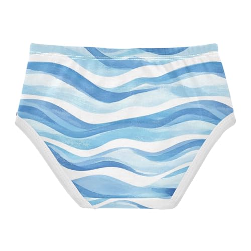 ZZKKO Watercolor Blue Sea Wave Girls Underwear Toddler Panties for Girls Comfort Brief Size 2-8T2