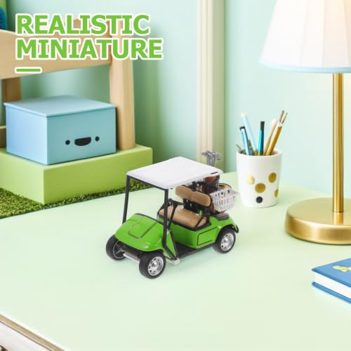 Carrito de golf miniatura para decoración de casa y oficina, set Outanaya de aleación 4