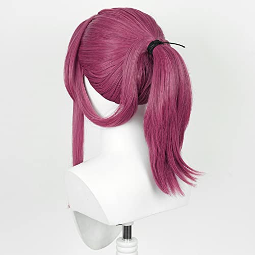 Image of Anime Purple Red Wigs Long Straight Wig with Bangs and Ponytail Adult COS Game Cosplay Wigs Halloween,Christmas,Comic con,Game Show,Party
