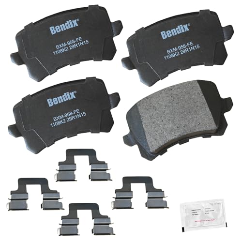 Image of Bendix Priority1 CFM1108K2 Semi-Metallic Rear Brake Pads for Select Models Volkswagen Bora, CC, Eos, Golf, Golf City, R, GTI, Jetta, Passat, Passat R32, Rabbit, Tiguan, Tiguan Limited