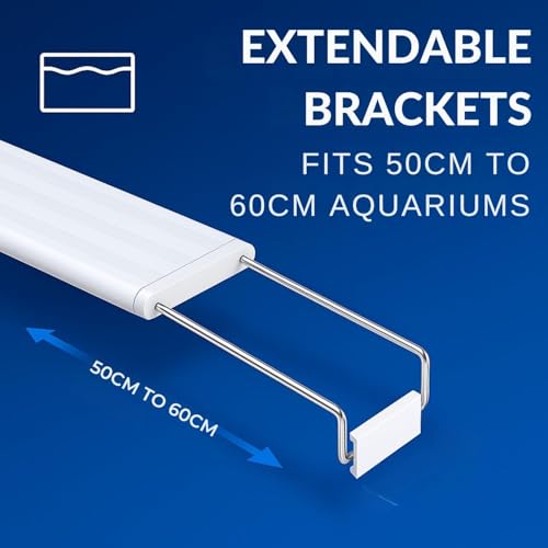 Image of VAYINATO P-600 Series LED Aquarium Light - Full Spectrum (WRGB) High Brightness, Extendable Brackets (50-60cm), Energy-Saving Fish Tank Lighting for Freshwater & Saltwater Plants