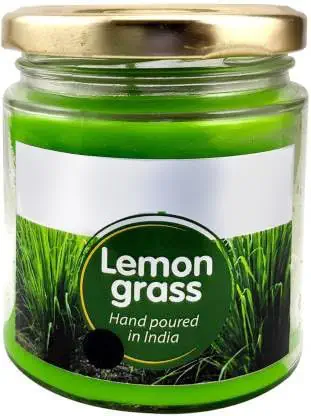 Hand Made Decoration Poured Big Jar Glass Scented Fragrance Wax Smoke Free Candle Home | Office | Gifting |Decoration| (Lemon Grass)