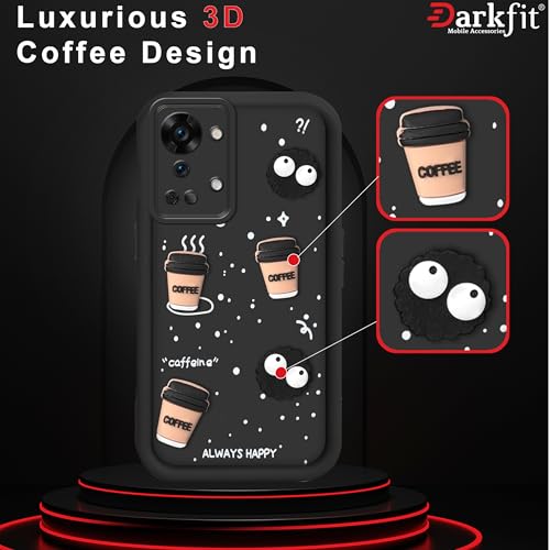 Image of Back Case Cover Compatible with OnePlus Nord 2T 5G | Cute Fun Cartoon Ball 3D Coffee Silicone Case | Body Protection | Camera Protection | Shock Proof | Color Black | Pack of 1