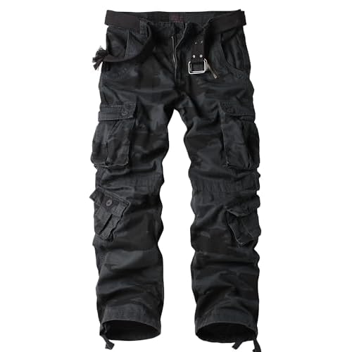 Men’s Camo Cargo Work Pants Cotton Tactical Ripstop Casual Combat Pants with 8 Pockets