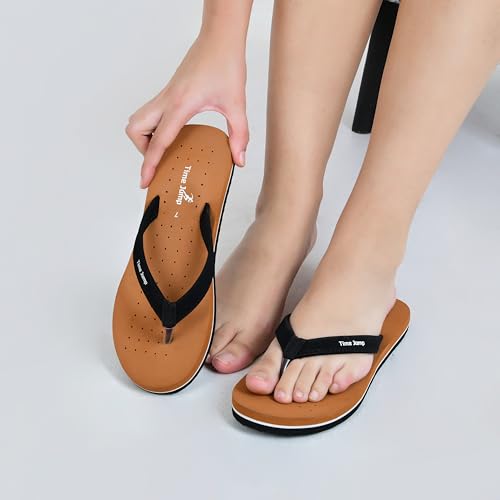 Image of Perforated Flip Flops, Burgundy with Black Straps, Casual Beach Sandals