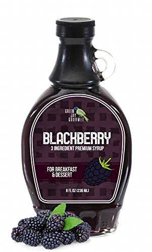 Image of Green Jay Gourmet Blackberry Syrup - 3 Ingredient Non GMO Fruit Syrup - 8oz | Non GMO & Preservative Free, Perfect for Breakfast, Pancakes, Waffles, French Toast, Coffee, Drinks & Desserts
