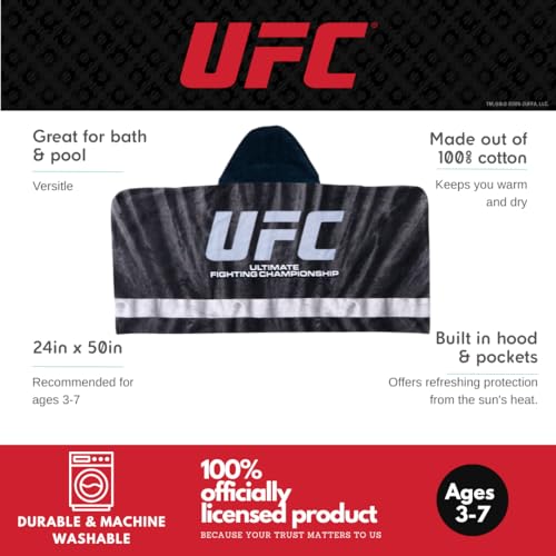 Image of UFC Fight Night Super Soft Bath /Pool /Beach Soft Cotton Terry Hooded Towel Wrap, 24 in x 50 in, (100% Officially Licensed Product) By Franco