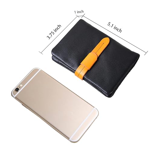 Image of DORIS&JACKY Small Wallet For Women Leather Bifold Wallet Card Case With Card Holder, 1-Black with orange, Small Leather Wallet for Women
