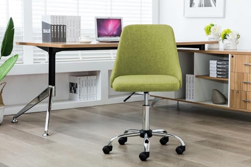 Image of Taskpro Fabric Upholstered Height-Adjustable 360 Swivel Revolving Office Study Desk Chair in Light Green Color