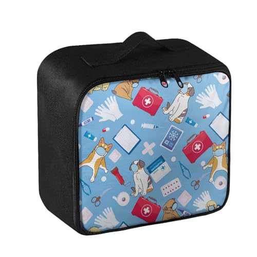 Image of Gomyblomy Blue First Aid Bag Empty Dog Doctors Print Medical Supplies Emergency Pouch Trauma Kit Portable Medicine Storage Bag for Camping Hiking Home Organizers