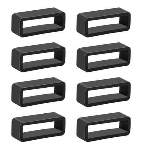 Boguish 8 trabillas para correa de reloj, correa de reloj de silicona negra, repuesto para correa de reloj