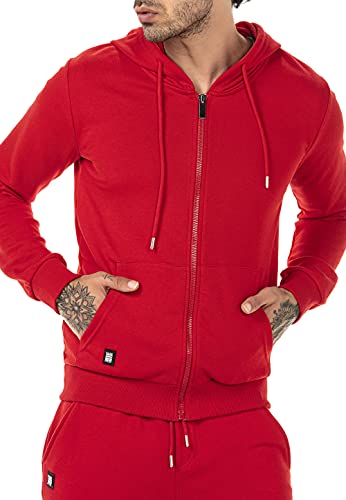Pull à Capuche pour Homme Hoodie Veste de survêtement Fermeture éclair Premium Basic Rouge XXL - Image 7