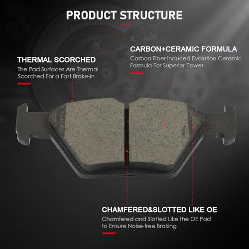Image of cciyu D1808 Rear Ceramic Disc Brake Pads Kit For Subaru Ascent 19-22,For Subaru Crosstrek 19-23,For Subaru Forester 19-22,For Subaru Legacy 15-22,For Subaru Outback 15-22,For Subaru WRX 16-22