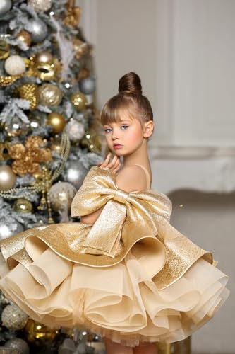 Satin Puffy Flower Dresses Short Girls Pageant Promes Princess Bow Knot Birthday Party Dress with Sleeveless PT6363