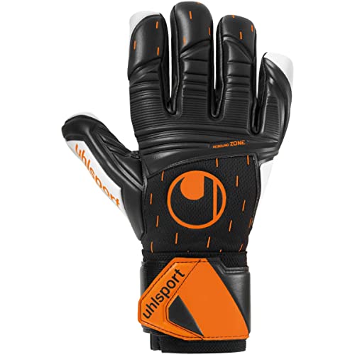 uhlsport Speed Contact Soft Pro Gants de Gardien de But Football Soccer Adulte, Jeunes Noir/Blanc/Fluo Orange - Taille 7