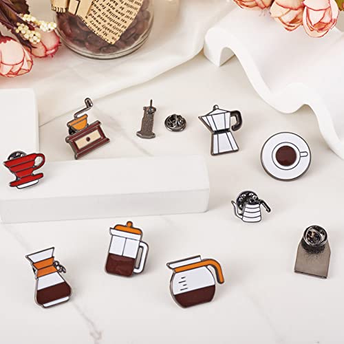 Image of 10Pcs Coffee Theme Enamel Pins for Backpacks, Cute Coffee Equipments Coffeemaker Mocha Pot Machine Mug Brooch Badges Barista Lapel Pins for Bags Hats Jacket Clothes Decorative Supplies