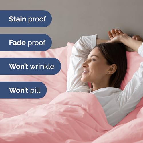 Image of Duvet Cover King Size Set - Extra Soft King Duvet Cover 104 inch x 90 inch with 2 Pillow Shams for Women, Men, Kids & Teens - Hotel Luxury, Easy-Care w / Zipper Closures & Ties - Comfy & Breathable (Baby Pink)