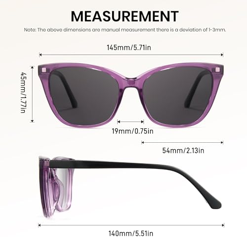 Image of Cyxus Cat Eye Magnetic Clip-On Sunglasses Women Polarized Blue Light Blocking UV400 Protection P1221