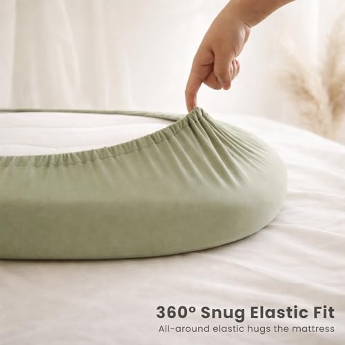 Image of Konssy 3 Pack Stretchy Bassinet Sheets for Baby Girl Boy, Soft Breathable Baby Bassinet Mattress Sheets Fit for Hourglass Oval Cradle, Moses Basket Rectangle Mattress (Garden Sage)