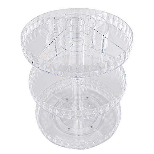 TRIXES Make Up Organiser - 360 Grad Kosmetik Organiser - 3-stöckiger, klarer Acrylständer - Drehbares Display mit… – Bild 6
