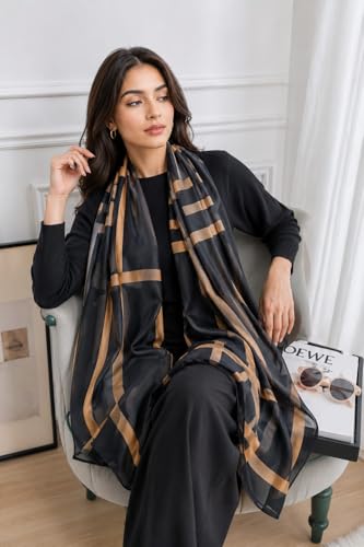 Image of MALINA Women's Polyester Silk Satin Stole Scarf - Soft Lightweight Fashion Wrap, Elegant Floral & Gradient Design, summer stole,Scarf For Women,Premium Stole,Large Size 180x90 cm'