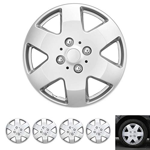 Wheel Guards – (4 Pack) Hubcaps Car Accessories Wheel Covers Snap Clip-On Auto Tire Rim Replacement for 15 inch Wheels 15” Hub Caps (Classic Matte Black)