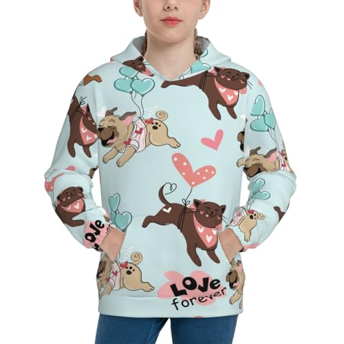 Cute Pug Dogs Kid Hoodies Boys Sweatshirts Girls Pullover with Pocket