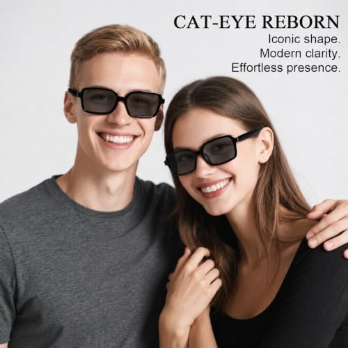 Image of GenXenon Black Square Modern Smart Translation Polarized Sunglasses Men Women