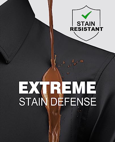 Image of Alimens & Gentle Slim Fit Mens Dress Shirts for Men Button Down Long Sleeve Dress Shirts Wrinkle Free Formal Stain Proof, Black, Large