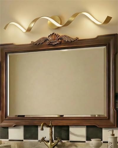 Charming Life Modern Spiral Bathroom Vanity Light [Hardwired & Dimmable] - 31.5' Brushed Gold Wall...