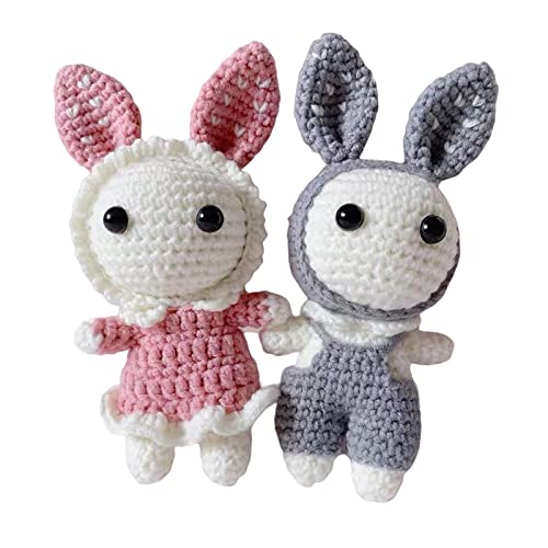 Aagaza Handmade Diy Beginner Crochet Set Rabbit Make Your Own Doll All In Learn To Crochet For Gift, Blue Andred (Color : Gray And Pink) #TOP4