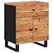QZZCED Industrial Bedside Cabinet with Drawer, Solid Mango Wood Nightstand for Bedroom and Living Room Storage Brown, 13.0 x 19.7 x 23.6 in