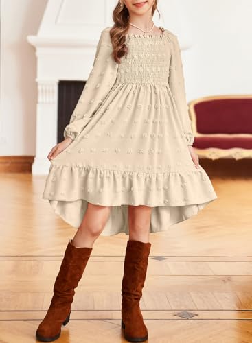 blibean Girls 2025 Fall Dresses Long Sleeve Polka Dots Pockets Dress Size 6-15 Years4