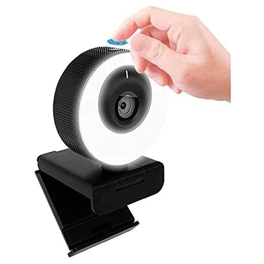 Webcam WB PRO Com Luz Ring Light 60 FPS Full HD 1080p 3 Temperaturas Tampa de Privacidade Magnética Microfone Embutido Duplo Alta Qualidade