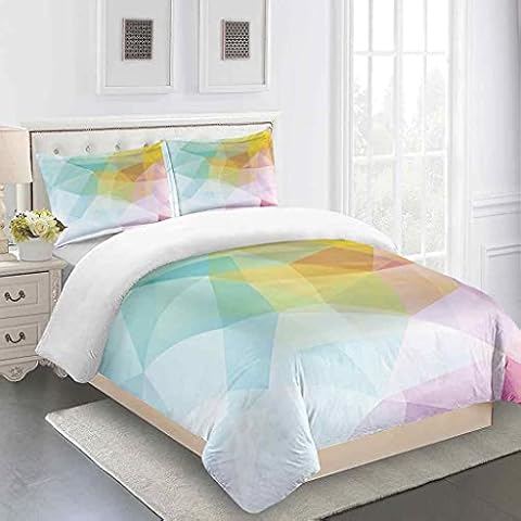 AYGWHW Duvet Cover Set, Light Weight - Single Size: 135 X 200 Cm + 2 Matching Pillowcase - Colorful Creative Printing Pattern Quilt Breathable Bedding - Easy Care And Super Soft Microfiber Design Cover