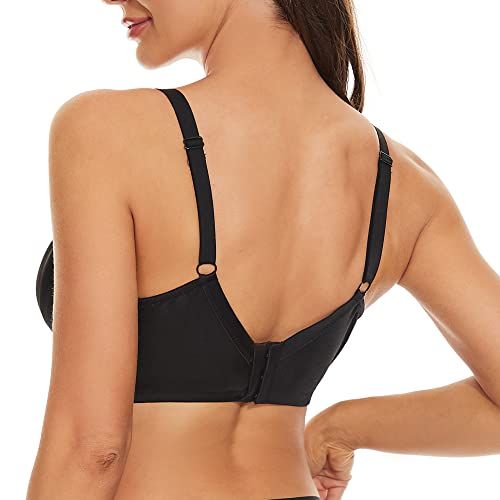 Sheroine Underwire Lace Floral Women's Unlined Bra Minimizer Full Coverage Non Padded Everyday Bras(Black,40B) #TOP2