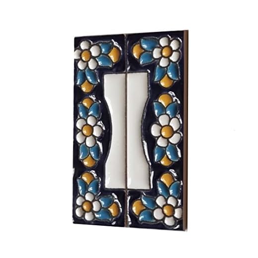 Ceramic House Tile Numbers & Letters, Blue Floral Design, Tile Size: 7.5cm x 2x 2.5cm (Border set)