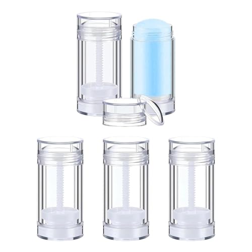 Empty Deodorant Containers 1oz 30ml Empty Refillable Twist Up Filling Stick for Heel Balm Lotion Bar Crayon Chapstick Homemade Lipstick Make Own Deodorant (5 Transparent)