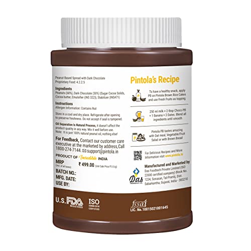 Image of Pintola All Natural Peanut Butter (Crunchy) (1 kg) (Unsweetened, Non-GMO, Gluten Free, Vegan) + Pintola Choco Spread Peanut Butter (Crunchy) (1kg)