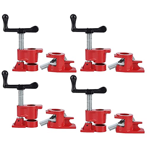 Pipe Screw Clamps, 3/4 Inch Woodworking Clamp Set, Metal Body Joint Clamps for DIY Hand Tool Kit 4 Piece, Black (Black)
