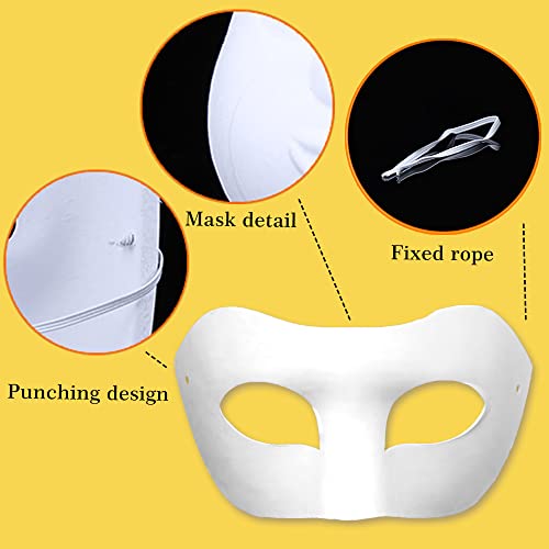 Paraor 16Pcs Diy White Masquerade Mask Paintable Paper Mache Mask White Half Face Masks For Mardi Gras Cosplay Masquerade Dance Party Halloween #TOP6
