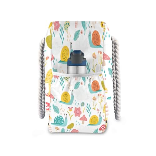 Cute Snail Beach Tote Bag for Women Large Pool Bags Carry On Bag With Wet Compartment for Beach Travel with Pocket Zipper Outdoor Tote Bag3