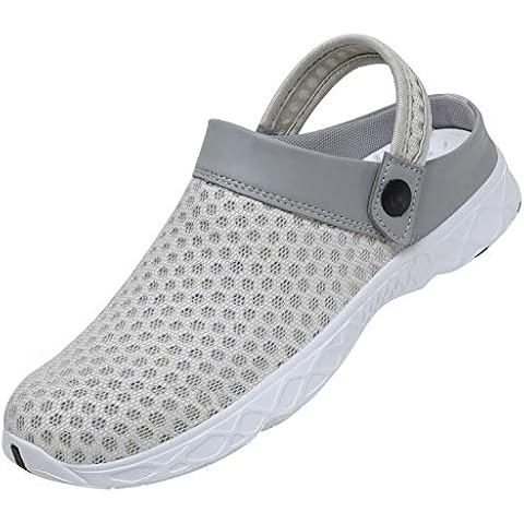 SAGUARO Herren Hausschuhe Atmungsaktiv Mesh Damen Alltägliche Clogs rutschfest Flach Slippers Muffin Drag Pantolette Gartenschuhe Hollow Sandalen Sommer Cover