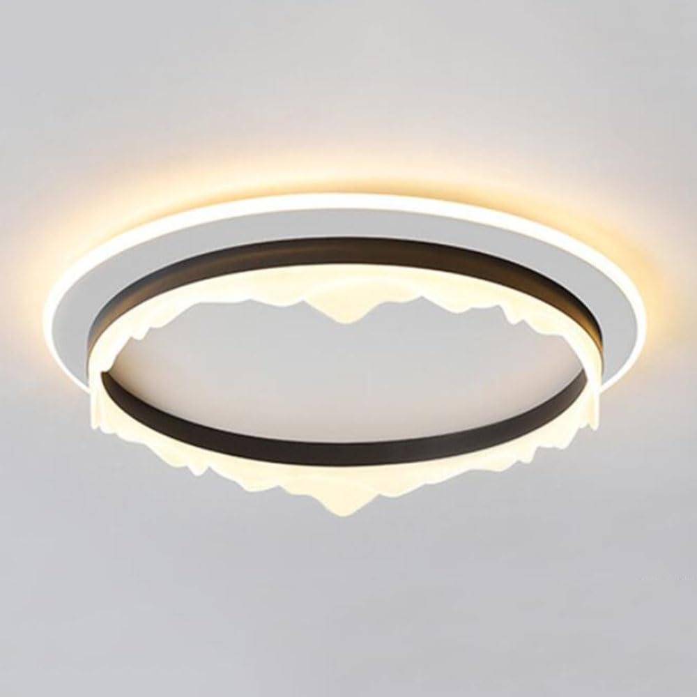KNBVFHG Round Bedroom Lamp Creative Personalized Restaurant Ceiling Lights Minimalist Study LED Lighting Fixture Three-Color Dimming Embedded Panel Lamps for Living Room Kitchen Office Hallway