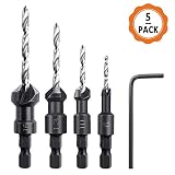 Genügend Menge und Grösse：Dieser Zimmerei Reibahle Set hat insgesamt fünf Größen, 5 mm, 6 mm, 8 mm, 10 mm, 12 mm, Sie können verschiedene Größen nach Ihren eigenen Bedürfnissen wählen.