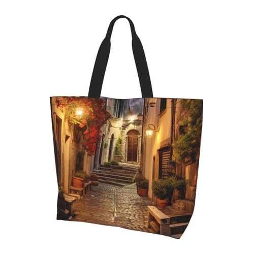 Unkhtt Bolso bandolera italiano con estampado de calle vieja y elegante, de gran capacidad, para uso diario, viajes, viajes y viajes